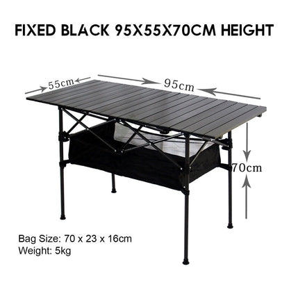 Outdoor Height Adjustable Folding Aluminium Table Portable All Terrain Foldable Camping Picnic BBQ Egg Roll