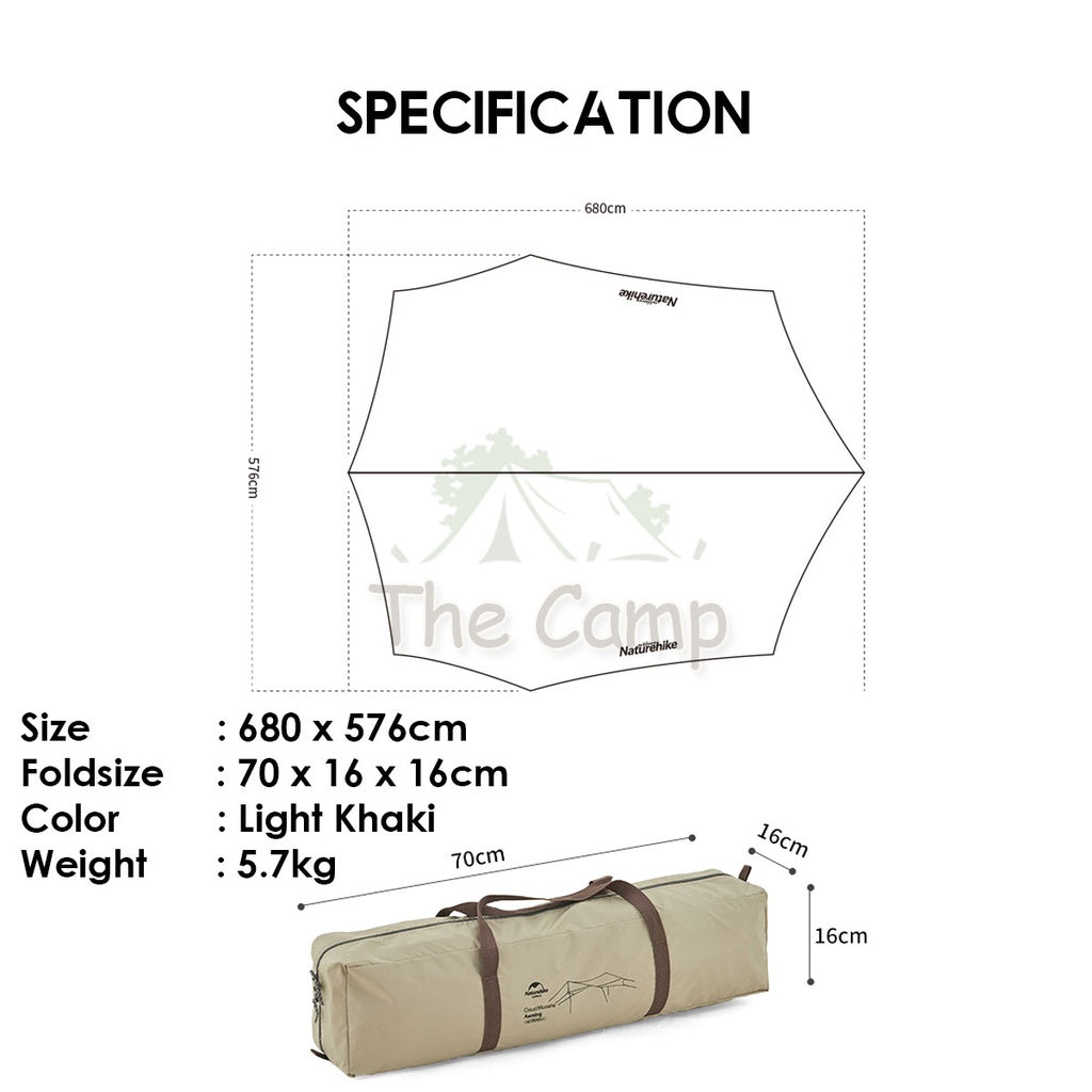 Naturehike Cloud Moraine Super Large Tarp Flysheet Silver Coated Coating Camping Waterproof Tent Awning Beach Sun