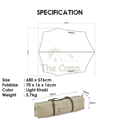 Naturehike Cloud Moraine Super Large Tarp Flysheet Silver Coated Coating Camping Waterproof Tent Awning Beach Sun