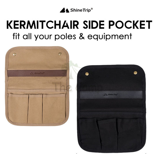 Shinetrip Kermit Chair Side Pocket Bag Camping Armrest Storage Hanging Bag Black Khaki Moon Chair Outdoor