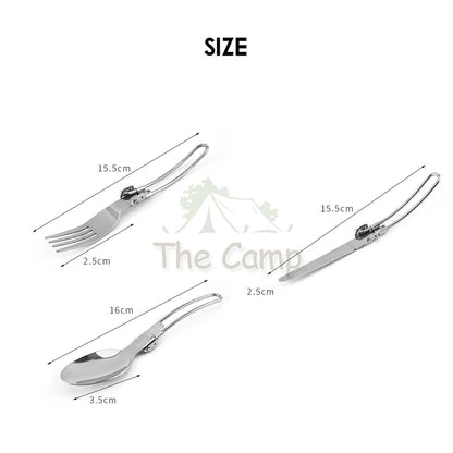 Foldable Cutlery Set Stainless Steel Outdoor Camping Spoon Fork Knife Tableware Kitchenware Bowl Plate Folding Stove Cup