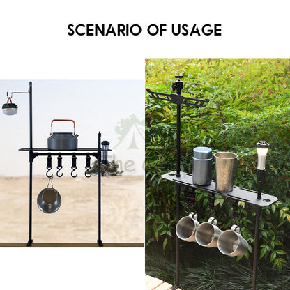 Camping Table Hanging Rack Light Lamp Pole Aluminum Alloy Outdoor Fan Hanger Tripod Shelf Stand Tableware Organizer