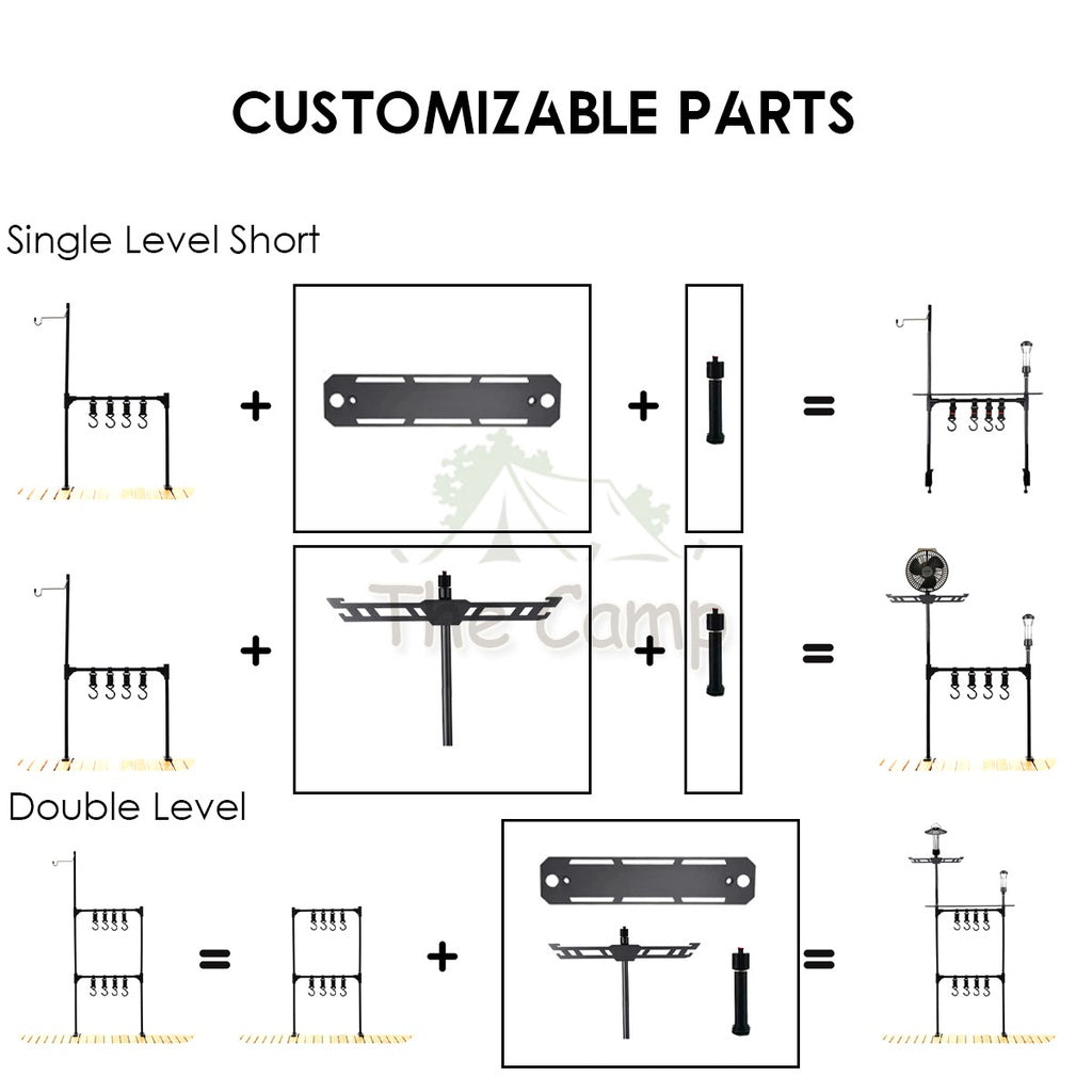 Camping Table Hanging Rack Light Lamp Pole Aluminum Alloy Outdoor Fan Hanger Tripod Shelf Stand Tableware Organizer