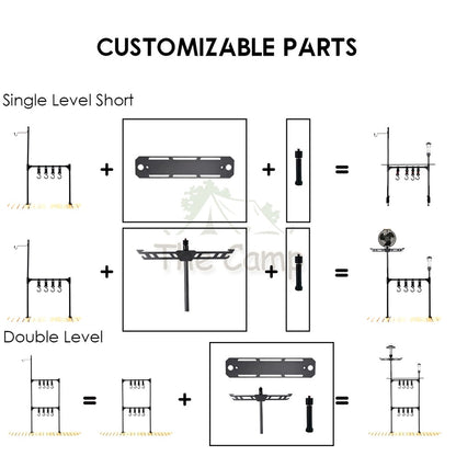 Camping Table Hanging Rack Light Lamp Pole Aluminum Alloy Outdoor Fan Hanger Tripod Shelf Stand Tableware Organizer