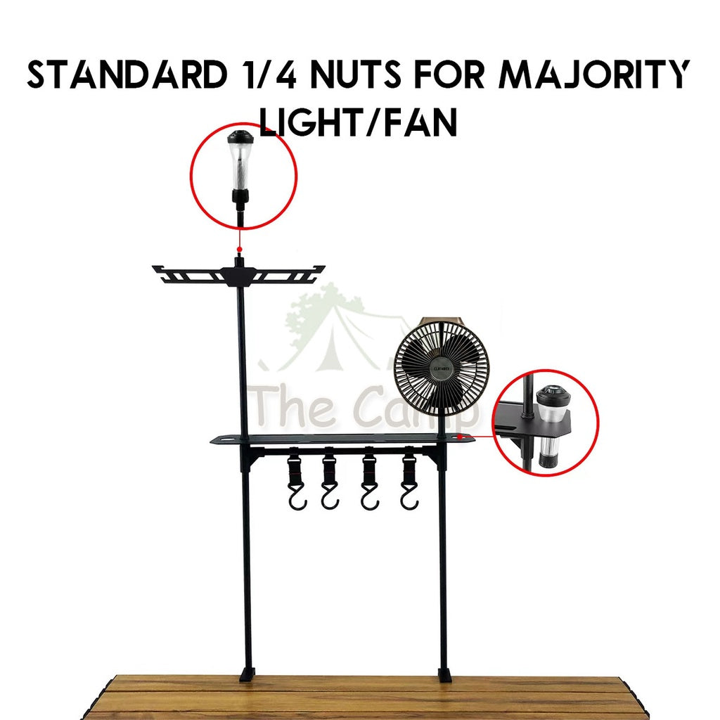 Camping Table Hanging Rack Light Lamp Pole Aluminum Alloy Outdoor Fan Hanger Tripod Shelf Stand Tableware Organizer