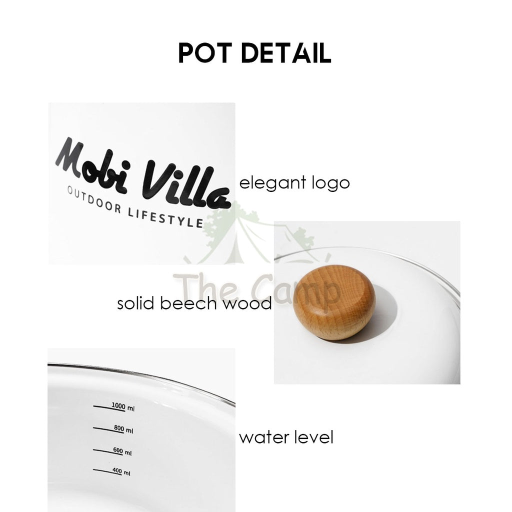 Mobi Garden Enamel Pot 1.2L and Kettle 2L Camping Picnic Stainless Steel Cookware Bowl Pan Cup Mug NX21666067 NX21666066
