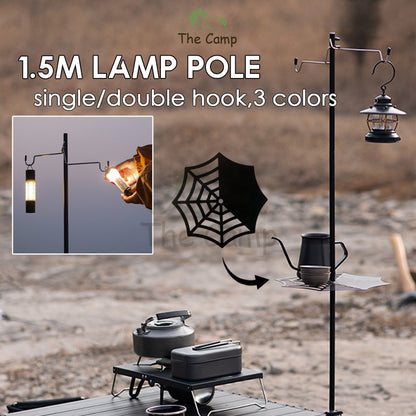 Camping Lamp Pole 1.2m / 1.5m Single / Double Light Hanger Rod Adjustable Lantern Stand Outdoor Spider Tray Top Panel