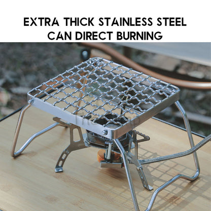 Foldable Grill Rack for Stove Stainless Steel Camping Outdoor Cooking Gas Rack BBQ Mini Folding Stand Shelf