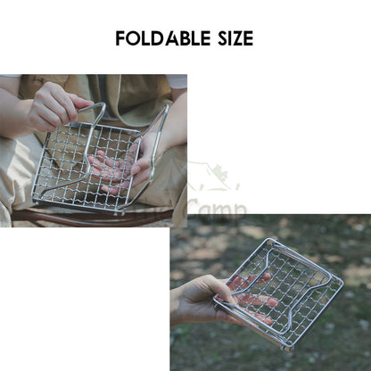 Foldable Grill Rack for Stove Stainless Steel Camping Outdoor Cooking Gas Rack BBQ Mini Folding Stand Shelf