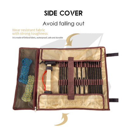Camping Peg Storage Bag Tool Equipment Outdoor Hammer Nail Bags Tent Tarp Paracord Rope Store Black Green Red Oxford