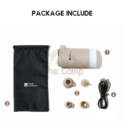Mobi Garden Mini Inflate Deflate Air Pump with Light Battery Portable Camping Bed Mattress Tent Flysheet Tarp Naturehike