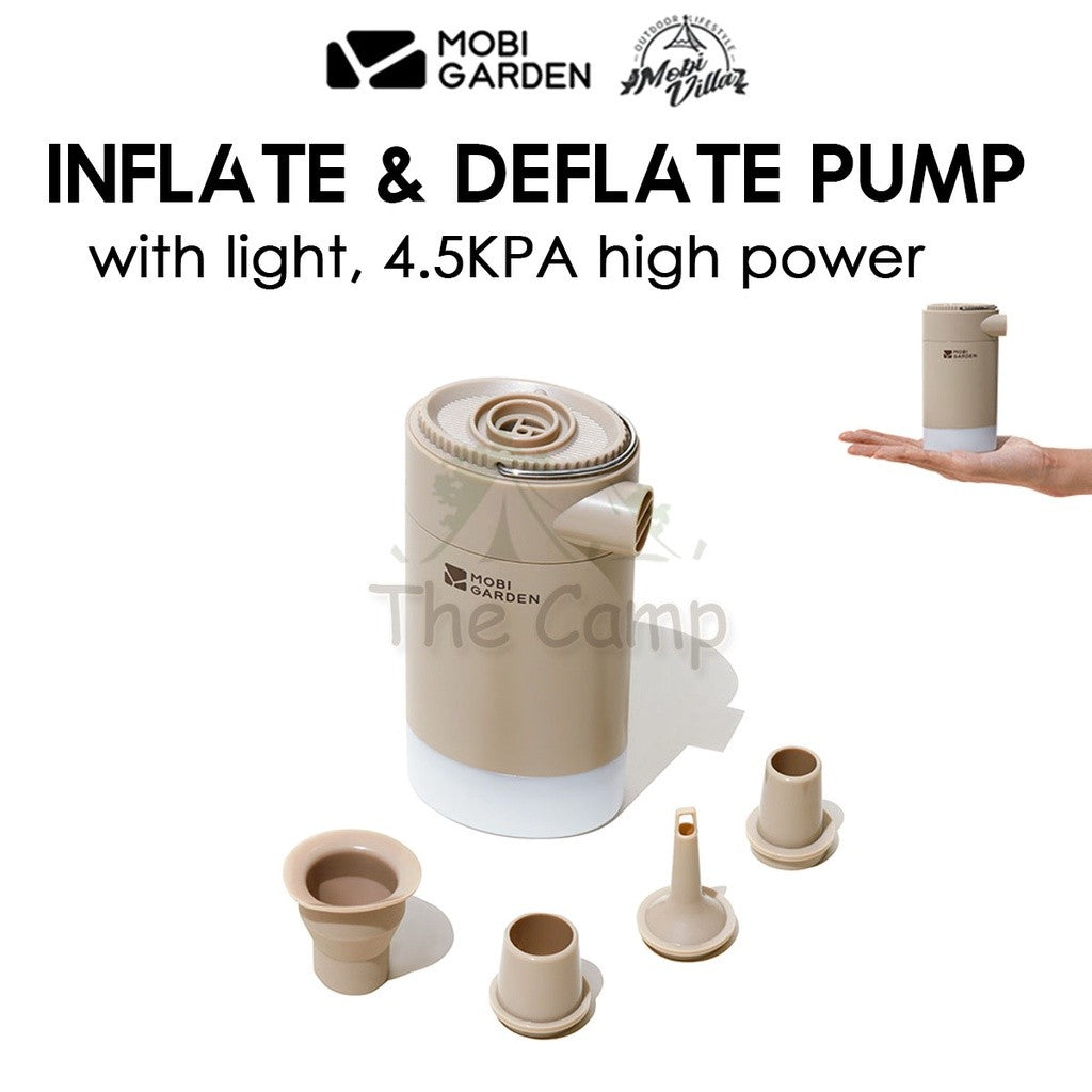 Mobi Garden Mini Inflate Deflate Air Pump with Light Battery Portable Camping Bed Mattress Tent Flysheet Tarp Naturehike