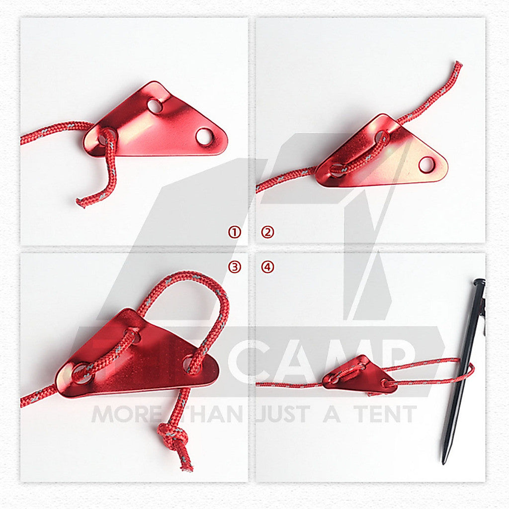 Camping Aluminium Tent Rope Tensioner Adjuster Deck Peg Fishbone Hanger Paracord Tarp 2 Holes S Shape Triangle Squid