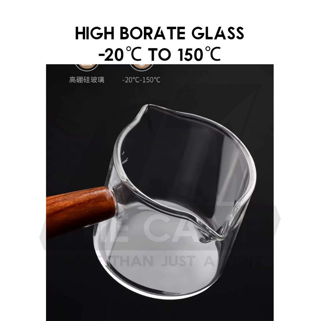 Cliton Espresso Measuring Cup Shot Glasses Single / Double Dual Spout Woodle Handle 75ml